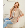 image:imagePrinStory Short Sleeve Cardigans for Women Lightweight Sheer Knit Casual Cover Up with Pockets Summer 2026 Outfit4 Khaki