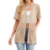 image:imagePrinStory Short Sleeve Cardigans for Women Lightweight Sheer Knit Casual Cover Up with Pockets Summer 2026 Outfit4 Khaki