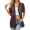 image:imagePrinStory Short Sleeve Cardigans for Women Lightweight Sheer Knit Casual Cover Up with Pockets Summer 2026 Outfit7 Coffee