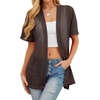 image:imagePrinStory Short Sleeve Cardigans for Women Lightweight Sheer Knit Casual Cover Up with Pockets Summer 2026 Outfit7 Coffee