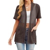image:imagePrinStory Short Sleeve Cardigans for Women Lightweight Sheer Knit Casual Cover Up with Pockets Summer 2026 Outfit7 Coffee