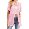 image:imagePrinStory Short Sleeve Cardigans for Women Lightweight Sheer Knit Casual Cover Up with Pockets Summer 2026 Outfit8 Rose Pink