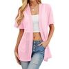 image:imagePrinStory Short Sleeve Cardigans for Women Lightweight Sheer Knit Casual Cover Up with Pockets Summer 2026 Outfit8 Rose Pink