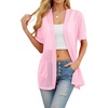 image:imagePrinStory Short Sleeve Cardigans for Women Lightweight Sheer Knit Casual Cover Up with Pockets Summer 2026 Outfit8 Rose Pink