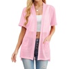 image:imagePrinStory Short Sleeve Cardigans for Women Lightweight Sheer Knit Casual Cover Up with Pockets Summer 2026 Outfit8 Rose Pink