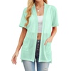 image:imagePrinStory Short Sleeve Cardigans for Women Lightweight Sheer Knit Casual Cover Up with Pockets Summer 2026 Outfit9 Mint