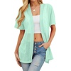 image:imagePrinStory Short Sleeve Cardigans for Women Lightweight Sheer Knit Casual Cover Up with Pockets Summer 2026 Outfit9 Mint