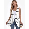 image:imagePrinStory Sleeveless Vest for Women Summer Lightweight Casual Open Front Irregular Hem Cardigans with Pockets S3XLBeige Black Ripple