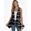 image:imagePrinStory Sleeveless Vest for Women Summer Lightweight Casual Open Front Irregular Hem Cardigans with Pockets S3XLBlack White Ripple