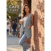image:imagePrinStory Sleeveless Vest for Women Summer Lightweight Casual Open Front Irregular Hem Cardigans with Pockets S3XLDark Gray