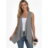 image:imagePrinStory Sleeveless Vest for Women Summer Lightweight Casual Open Front Irregular Hem Cardigans with Pockets S3XLDark Gray