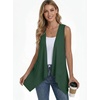 image:imagePrinStory Sleeveless Vest for Women Summer Lightweight Casual Open Front Irregular Hem Cardigans with Pockets S3XLDark Green