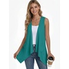 image:imagePrinStory Sleeveless Vest for Women Summer Lightweight Casual Open Front Irregular Hem Cardigans with Pockets S3XLEmerald Blue