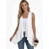 image:imagePrinStory Sleeveless Vest for Women Summer Lightweight Casual Open Front Irregular Hem Cardigans with Pockets S3XLWhite