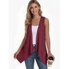 image:imagePrinStory Sleeveless Vest for Women Summer Lightweight Casual Open Front Irregular Hem Cardigans with Pockets S3XLWine Red
