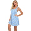 image:imagePrinStory Women Sleeveless Nightgowns Racerback Sleepdress Cotton Sleepwear for WomenA01 Fp Daisy Blue