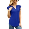 image:imagePrinStory Women Summer Tunic Tops Casual V Neck Ruffle Short Sleeve Knit Shirts Blouse