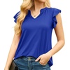 image:imagePrinStory Women Summer Tunic Tops Casual V Neck Ruffle Short Sleeve Knit Shirts Blouse