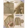 image:imagePrinStory Womens Cardigan Sweaters Long Sleeve Casual Button Down VNeck Open Front Hollow Lightweight Knit Clothes 202608khaki