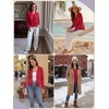 image:imagePrinStory Womens Cardigan Sweaters Long Sleeve Casual Button Down VNeck Open Front Hollow Lightweight Knit Clothes 202610red