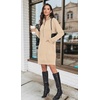 image:imagePrinStory Womens Casual Dresses  Fall Winter Long Sleeve Half Zip V Neck Pullover Tunic Sweatshirt Dress with Pockets S2XL02beige