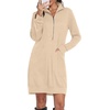 image:imagePrinStory Womens Casual Dresses  Fall Winter Long Sleeve Half Zip V Neck Pullover Tunic Sweatshirt Dress with Pockets S2XL02beige