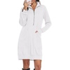 image:imagePrinStory Womens Casual Dresses  Fall Winter Long Sleeve Half Zip V Neck Pullover Tunic Sweatshirt Dress with Pockets S2XL03white