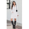 image:imagePrinStory Womens Casual Dresses  Fall Winter Long Sleeve Half Zip V Neck Pullover Tunic Sweatshirt Dress with Pockets S2XL03white