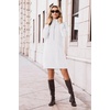 image:imagePrinStory Womens Casual Dresses  Fall Winter Long Sleeve Half Zip V Neck Pullover Tunic Sweatshirt Dress with Pockets S2XL03white