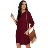 image:imagePrinStory Womens Casual Sweater Dresses Fall Winter Crewneck Loose Fit Pullover Tunic Dress with Side Pockets for Work S4XLA01wine Red