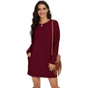 image:imagePrinStory Womens Casual Sweater Dresses Fall Winter Crewneck Loose Fit Pullover Tunic Dress with Side Pockets for Work S4XLA01wine Red