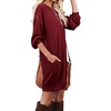 image:imagePrinStory Womens Casual Sweater Dresses Fall Winter Crewneck Loose Fit Pullover Tunic Dress with Side Pockets for Work S4XLA01wine Red