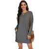 image:imagePrinStory Womens Casual Sweater Dresses Fall Winter Crewneck Loose Fit Pullover Tunic Dress with Side Pockets for Work S4XLA04dark Gray