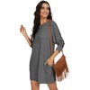 image:imagePrinStory Womens Casual Sweater Dresses Fall Winter Crewneck Loose Fit Pullover Tunic Dress with Side Pockets for Work S4XLA04dark Gray