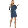 image:imagePrinStory Womens Casual Sweater Dresses Fall Winter Crewneck Loose Fit Pullover Tunic Dress with Side Pockets for Work S4XLA06fp Vg Blue