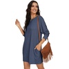 image:imagePrinStory Womens Casual Sweater Dresses Fall Winter Crewneck Loose Fit Pullover Tunic Dress with Side Pockets for Work S4XLA08fp Vg Navy Blue