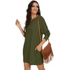 image:imagePrinStory Womens Casual Sweater Dresses Fall Winter Crewneck Loose Fit Pullover Tunic Dress with Side Pockets for Work S4XLA10army Green