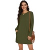 image:imagePrinStory Womens Casual Sweater Dresses Fall Winter Crewneck Loose Fit Pullover Tunic Dress with Side Pockets for Work S4XLA10army Green