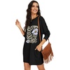 image:imagePrinStory Womens Casual Sweater Dresses Fall Winter Crewneck Loose Fit Pullover Tunic Dress with Side Pockets for Work S4XLA30black Square Flower
