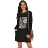 image:imagePrinStory Womens Casual Sweater Dresses Fall Winter Crewneck Loose Fit Pullover Tunic Dress with Side Pockets for Work S4XLA30black Square Flower