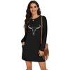 image:imagePrinStory Womens Casual Sweater Dresses Fall Winter Crewneck Loose Fit Pullover Tunic Dress with Side Pockets for Work S4XLA31black Oxhead