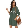 image:imagePrinStory Womens Casual Sweater Dresses Fall Winter Crewneck Loose Fit Pullover Tunic Dress with Side Pockets for Work S4XLA32green Black Sheep