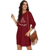 image:imagePrinStory Womens Casual Sweater Dresses Fall Winter Crewneck Loose Fit Pullover Tunic Dress with Side Pockets for Work S4XLA33wr Christmas Tree