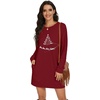 image:imagePrinStory Womens Casual Sweater Dresses Fall Winter Crewneck Loose Fit Pullover Tunic Dress with Side Pockets for Work S4XLA33wr Christmas Tree