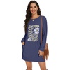 image:imagePrinStory Womens Casual Sweater Dresses Fall Winter Crewneck Loose Fit Pullover Tunic Dress with Side Pockets for Work S4XLA34bluesquare Flower