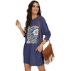 image:imagePrinStory Womens Casual Sweater Dresses Fall Winter Crewneck Loose Fit Pullover Tunic Dress with Side Pockets for Work S4XLA34bluesquare Flower