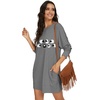 image:imagePrinStory Womens Casual Sweater Dresses Fall Winter Crewneck Loose Fit Pullover Tunic Dress with Side Pockets for Work S4XLA35grayblack Sheep