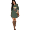 image:imagePrinStory Womens Casual Sweater Dresses Fall Winter Crewneck Loose Fit Pullover Tunic Dress with Side Pockets for Work S4XLA36green Sunset Oxhead