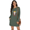 image:imagePrinStory Womens Casual Sweater Dresses Fall Winter Crewneck Loose Fit Pullover Tunic Dress with Side Pockets for Work S4XLA36green Sunset Oxhead