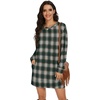 image:imagePrinStory Womens Casual Sweater Dresses Fall Winter Crewneck Loose Fit Pullover Tunic Dress with Side Pockets for Work S4XLA40gn Brown Wh Plaid
